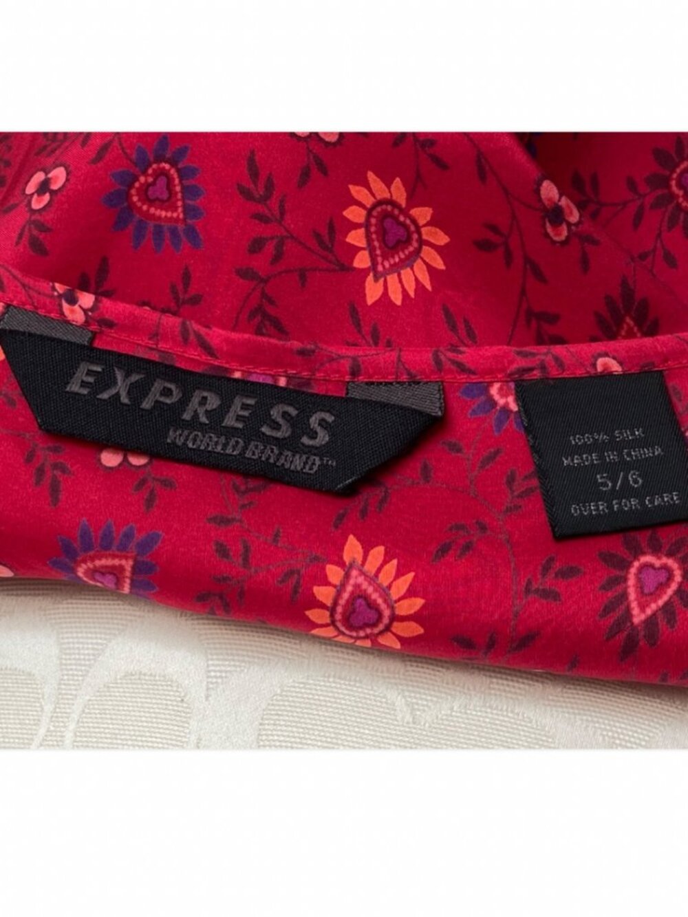 Vintage Express 100% Silk Floral Red Wrap Maxi Skirt Size 6 - Picture 15 of 15